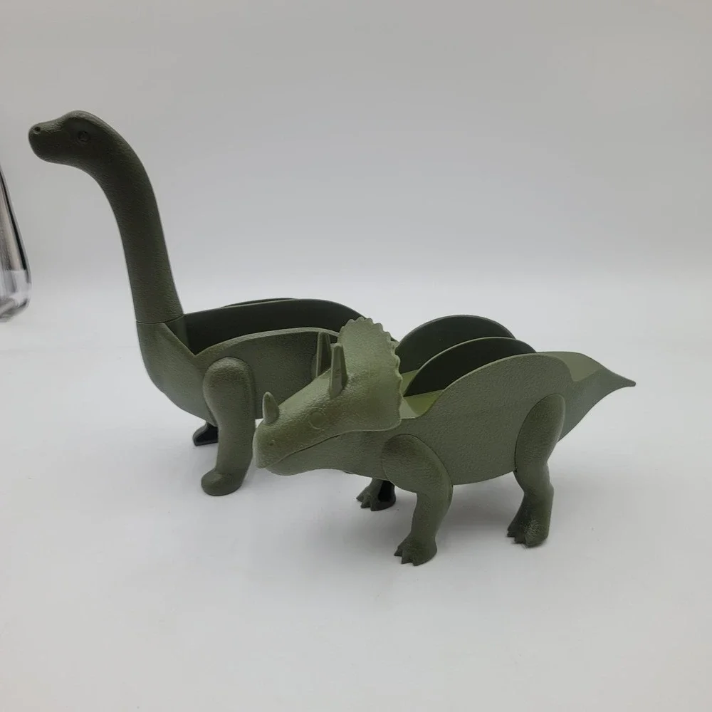Dinosaur Taco Holder Set Green Triceratops and Brachiosaurus Kitchen Accessories